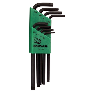 Bondhus 31834 Long Length TORX® L-Wrenches, 8 Piece Set, Sizes T9-T40