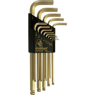 Bondhus 37937 Set of 13 Balldriver L-wrenches with GoldGuard Finish, Long Length, Sizes .050-3/8"