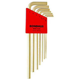 Bondhus 39192 Hex Tip Key L-Wrench Set with GoldGuard Finish and Long Arm, 7 Piece