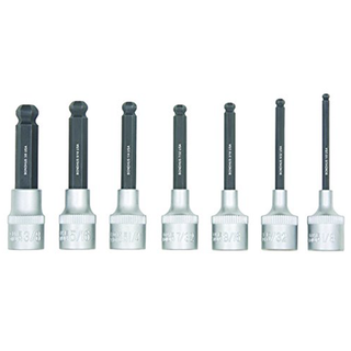 Bondhus 43445 ProHold Socket Ball End Bit Tool Set with Socket with ProGuard Finish, 2", 7 Piece