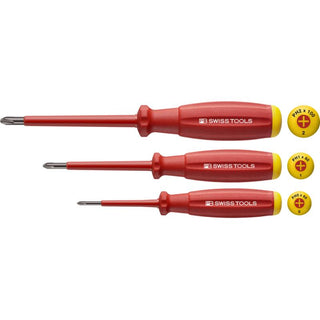 PB Swiss Tools PB 58548.CBB Screwdriver Set Phillips with SwissGrip VDE Handle 1000V Insulated PH0-PH2 3-Piece