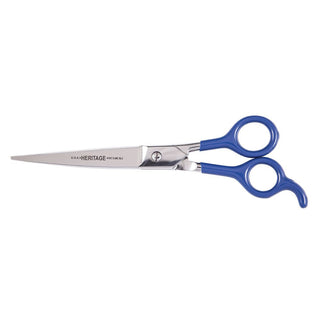 Heritage Cutlery D88-Blu C 8'' Pet Grooming Scissor / Curved Blade / Blue Coated Handles