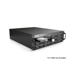 iStarUSA DAGE312UTL-3MS 3U 12-bay 3.5" SAS/SATA 6.0Gb/s miniSAS SFF8088 JBOD Trayless Rackmount Chassis 500W PSU