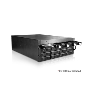 iStarUSA DAGE416UTL-4MS 4U 16-bay 3.5" SAS/SATA 6.0Gb/s miniSAS SFF8088 JBOD Trayless Rackmount Chassis 750W PSU