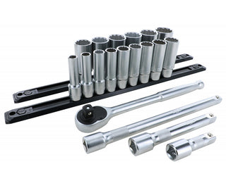 Wiha Tools 33892 19 Piece 1/2" Drive Deep Socket Set - SAE