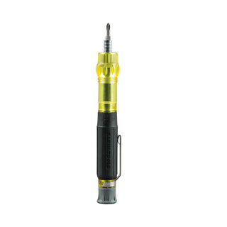 Klein Tools 32613 Screwdriver, Precision HVAC 3-in-1 Pocket Screwdriver with Schrader Bit