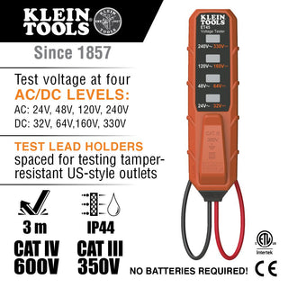 Klein Tools ET45VP Voltage and GFCI Receptacle Tester, AC/DC Voltage Electrical Test Kit