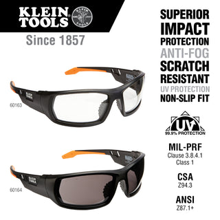 Klein Tools 60163 Professional Safety Glasses, Full Frame, Clear Lens