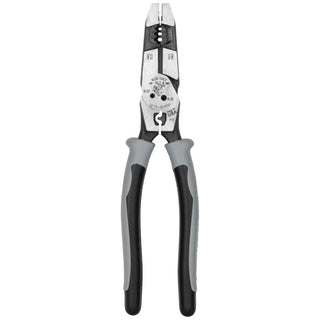 Klein Tools J2159CRTP Side Cutting Pliers, 9-Inch Journeyman High Leverage Hybrid Pliers with Crimper, Fish Tape Puller and Wire Stripper