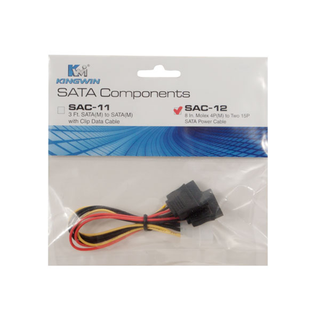 Kingwin SAC-12 8" Molex to SATA Power Cable