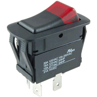 NTE Electronics 54-230W Waterproof Miniature Illuminated Rocker Switch