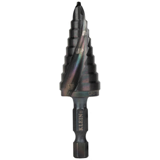 Klein Tools QRST03 Step Drill Bit, Quick Release, Spiral Flute, 1/4 to 3/4"