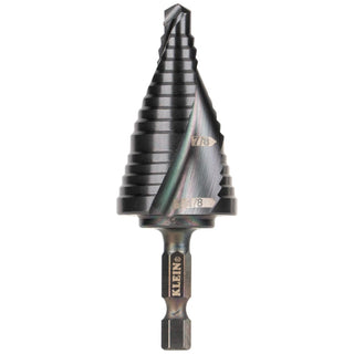 Klein Tools QRST11 Step Drill Bit, Quick Release, Spiral Flute, 7/8 to 1-1/8"