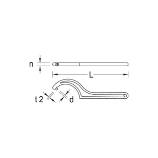 Gedore 6335850 Hook wrench with pin, 16-18 mm