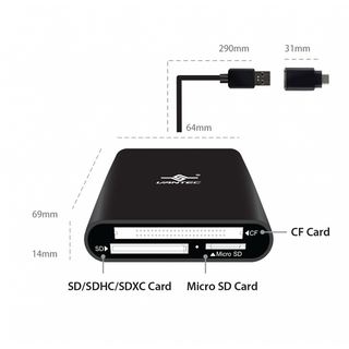 Vantec UGT-CR970-BK USB 3.0 to Multi-Slot Aluminum Card Reader with A to C