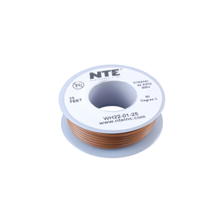 NTE Electronics WH16-01-25 Hook Up Wire 300V 16 Gauge Stranded 25' Brown