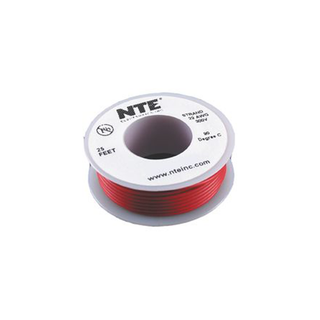 NTE Electronics WH16-02-25 Hook Up Wire 300V 16 Gauge Stranded 25' Red