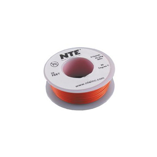 NTE Electronics WH22-03-25 Hook Up Wire 300V 22 Gauge Stranded 25' Orange