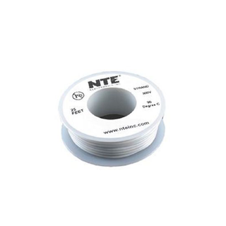 NTE Electronics WH22-09-25 Hook Up Wire 300V 22 Gauge Stranded 25' White