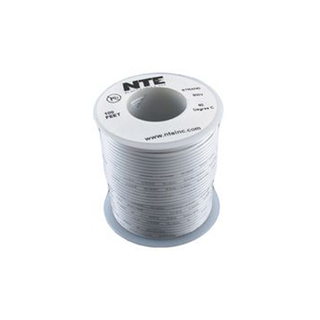 NTE Electronics WH22-09-500 Hook Up Wire 300V 22 Gauge Stranded 500' White