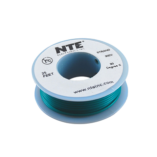 NTE Electronics WH24-05-25 Hook Up Wire 300V 24 Gauge Stranded 25' Green