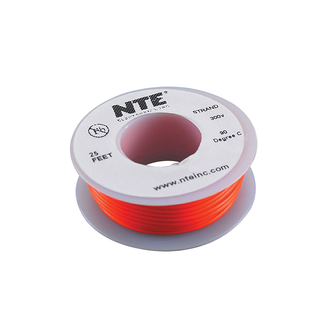 NTE Electronics WH26-03-25 Hook Up Wire 300V 26 Gauge Stranded 25' Orange