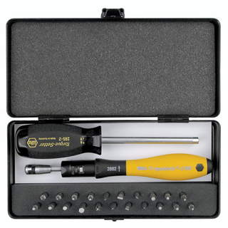 Wiha Tools 28895 24 Piece ESD Torque ScrewDriver, Micro Bits and Handle Box Set 0.04-.46 Nm