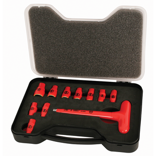 Wiha Tools 31394 11 Piece Insulated 1/4" T handle SAE Socket Box Set